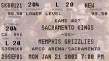 Memphis Grizzlies - 01/21/2002